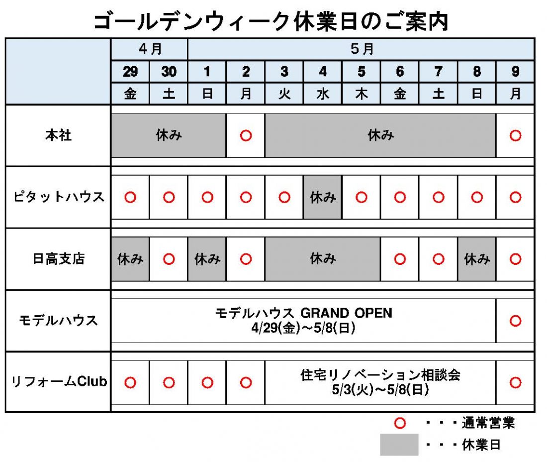 2022年GW休業のご案内